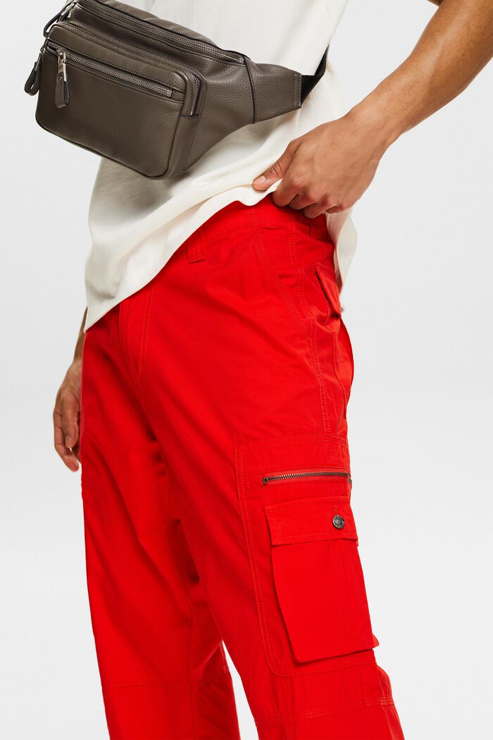Pantalón cargo de sarga con corte Straight, RED, detail image number 4