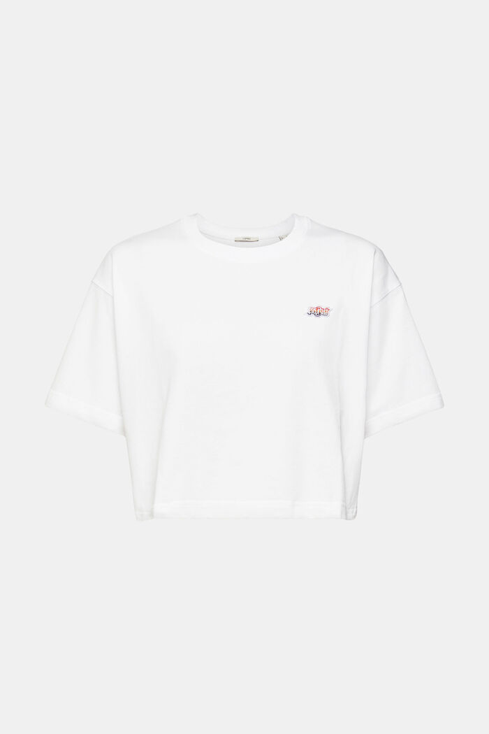 Camiseta corta con bordado en el pecho AMBIGRAM, WHITE, overview