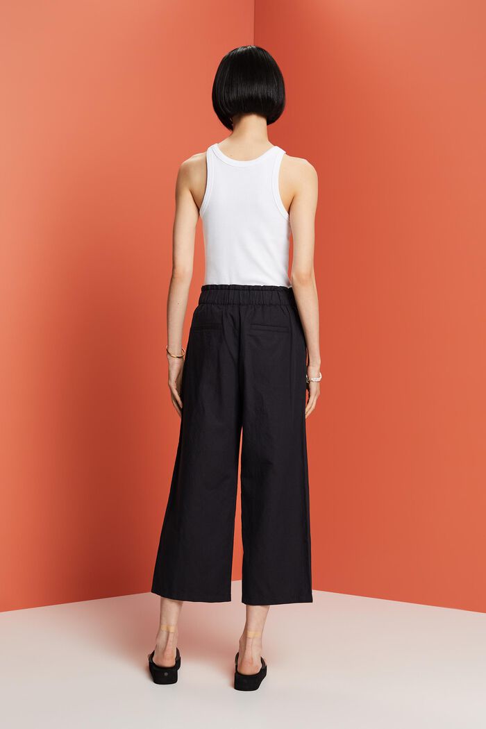 Culotte de lino y algodón con cinturón, BLACK, detail image number 3