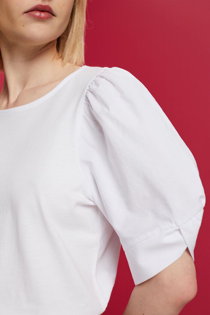 Camiseta en mezcla de tejidos, 100 % algodón, WHITE, detail image number 2