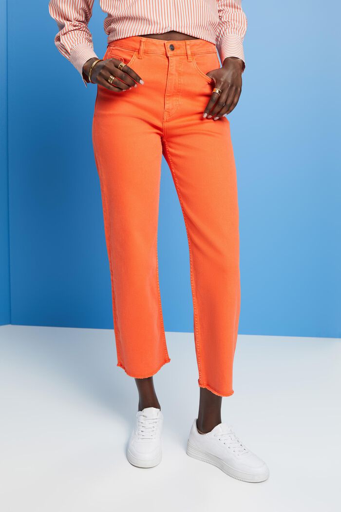 Jeans high rise straight leg, ORANGE RED, detail image number 0