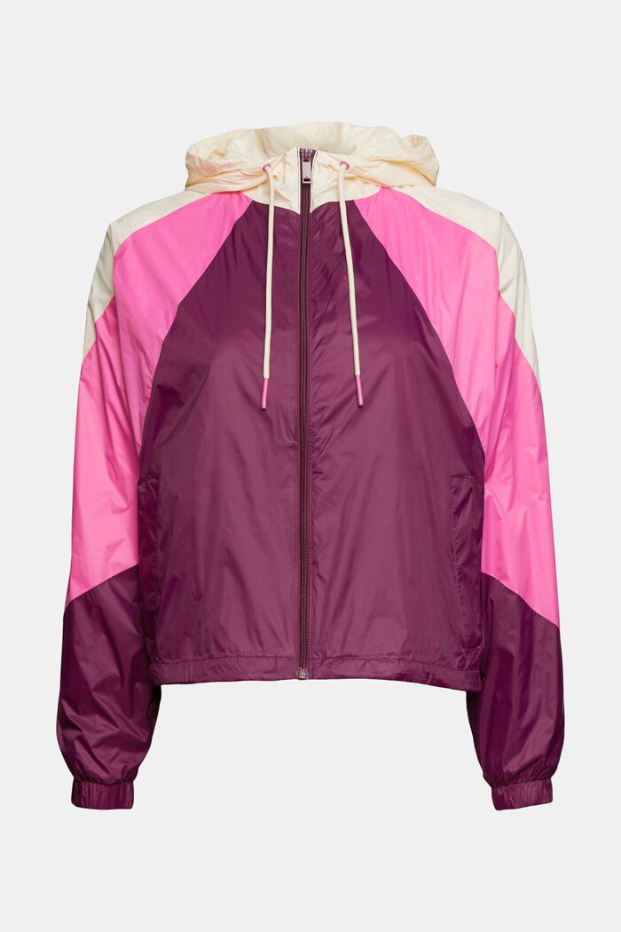 Reciclada: chaqueta con diseño de bloques de color, BORDEAUX RED, overview