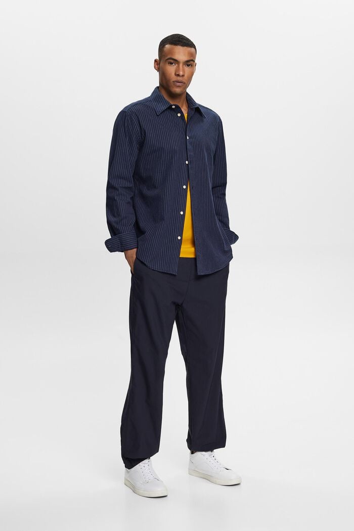 Camisa de sarga con raya diplomática, 100% algodón, NAVY, detail image number 0