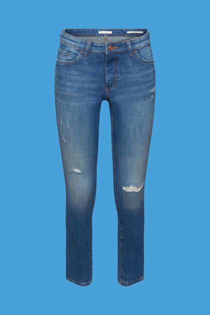 Jeans cropped skinny con efecto desgastado