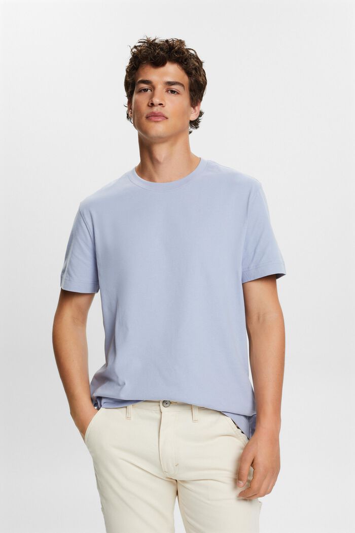 Camiseta de cuello redondo en tejido jersey de algodón, LIGHT BLUE LAVENDER, detail image number 2