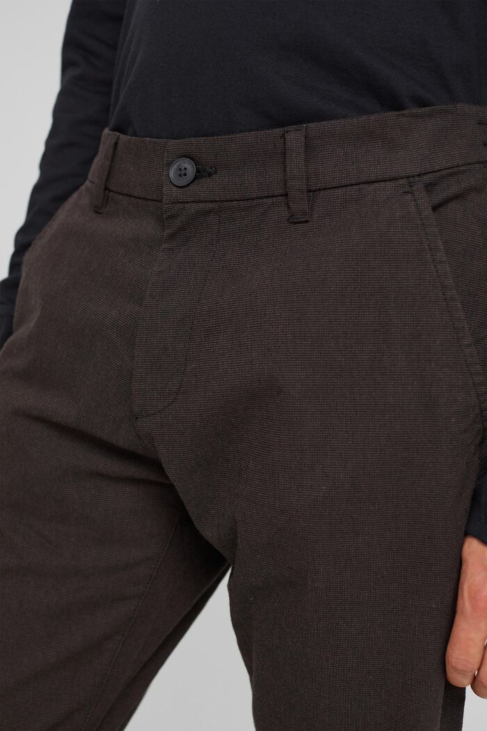 Pantalones chinos con acabado cepillado, DARK BROWN, detail image number 0