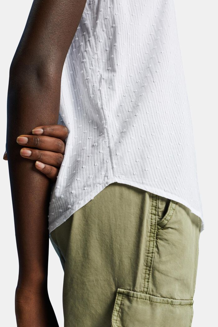 Blusa de tejido dobby con lazada, WHITE, detail image number 4