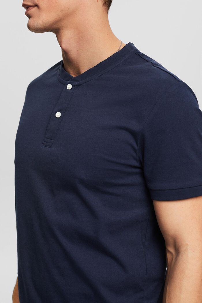 Camiseta de tejido jersey con cuello Henley, NAVY, detail image number 3