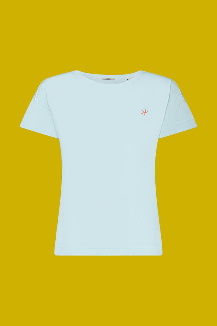 Camiseta bordada, 100% algodón, LIGHT TURQUOISE, detail image number 7
