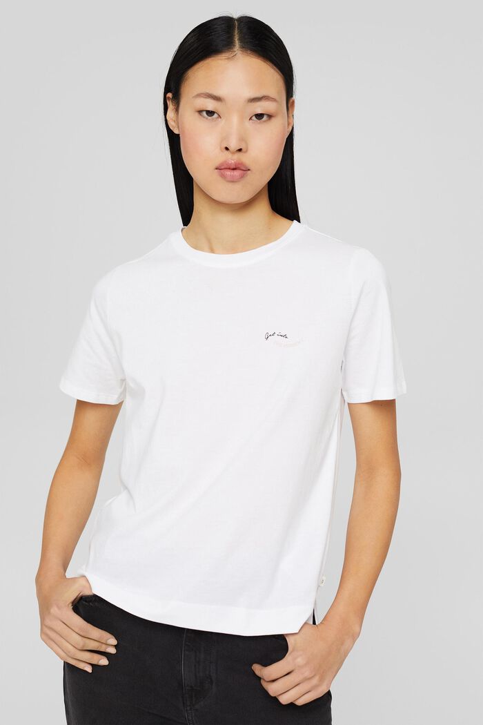 Camiseta con estampado pequeño, algodón ecológico, WHITE, detail image number 0