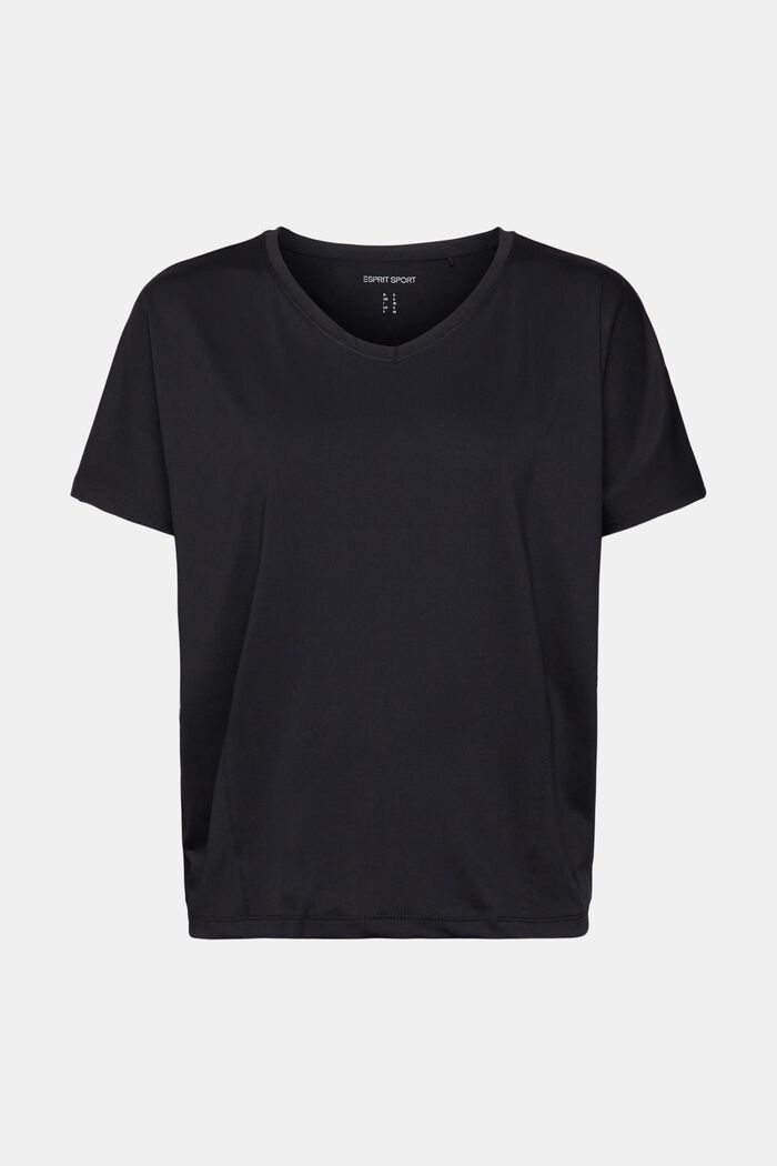 Camiseta deportiva E-DRY con cuello en pico, BLACK, detail image number 1