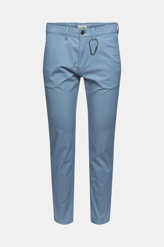 Pantalones chinos ajustados en algodón ecológico, BLUE, overview