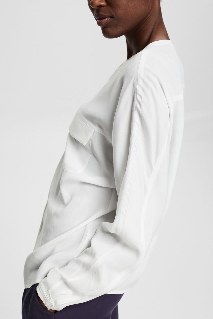 Blusa con bolsillo de solapa aplicado, OFF WHITE, detail image number 2