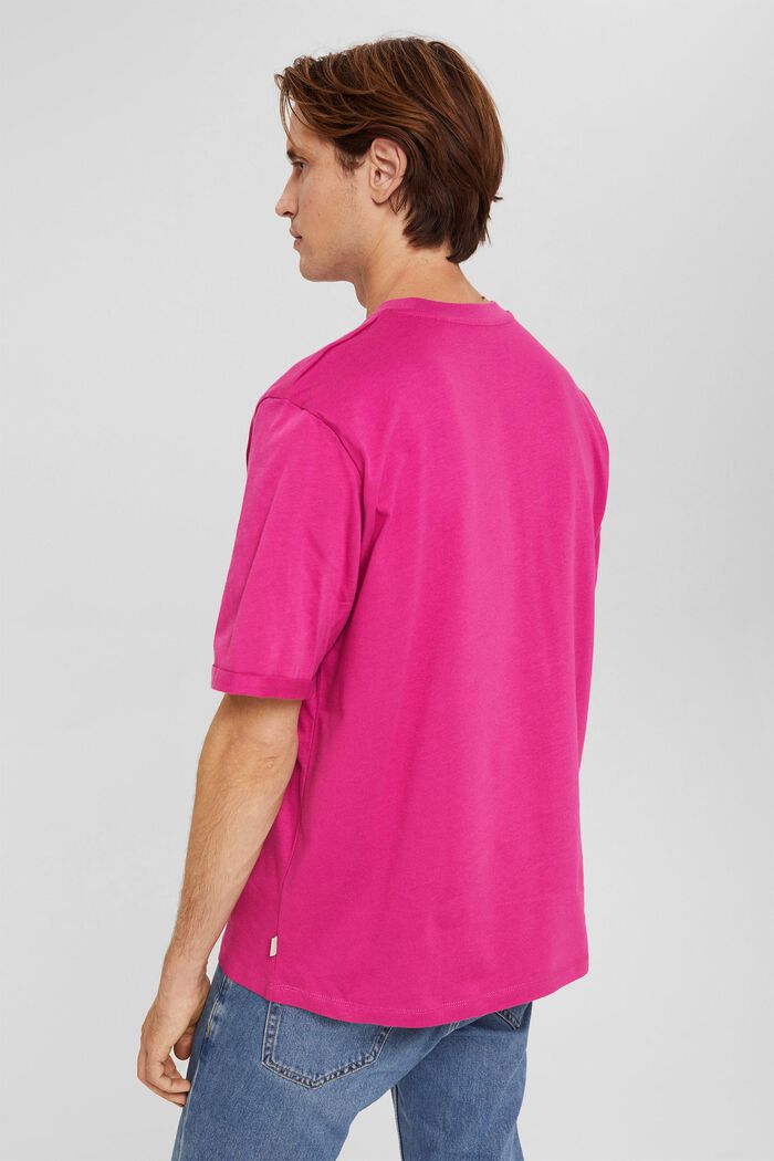 Camiseta de jersey amplia en algodón, PINK FUCHSIA, detail image number 3