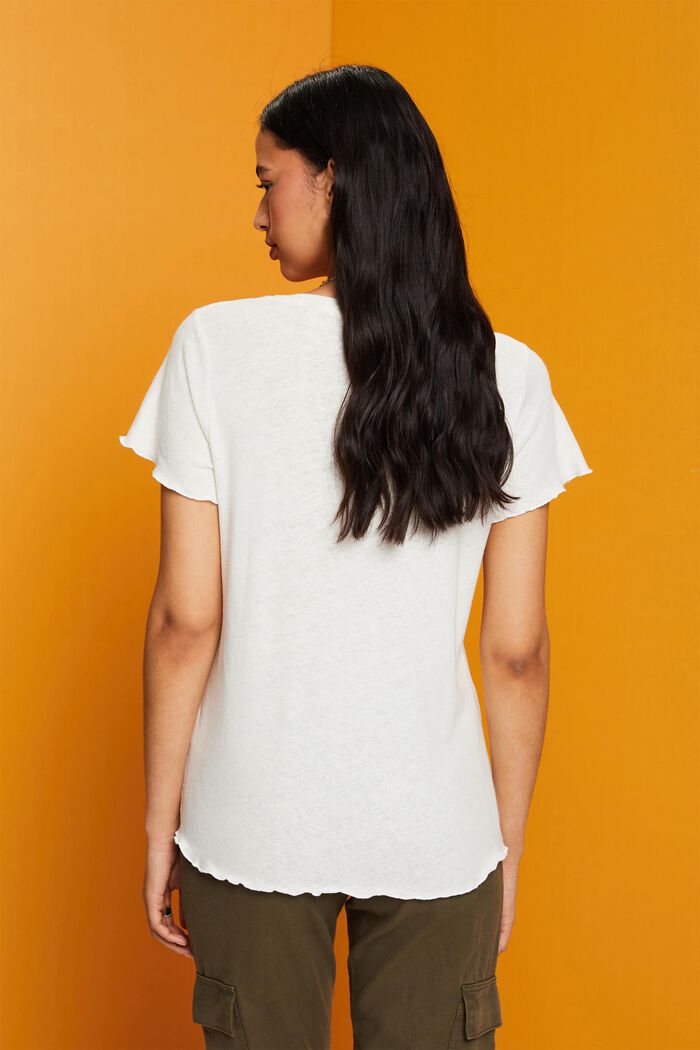 Camiseta con bajos enrollados, mezcla de algodón y lino, ICE, detail image number 3