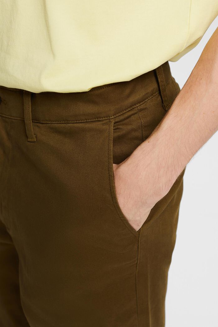 Pantalones chinos rectos en algodón, KHAKI GREEN, detail image number 4