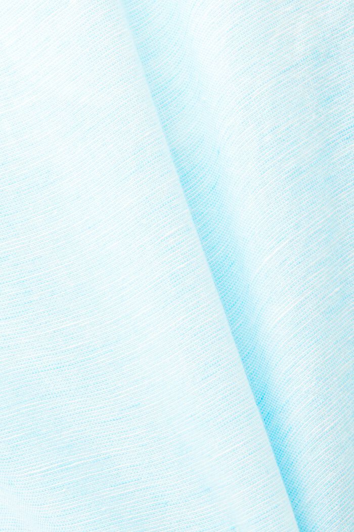 Pantalones en lino de algodón sin cierres, LIGHT TURQUOISE, detail image number 6