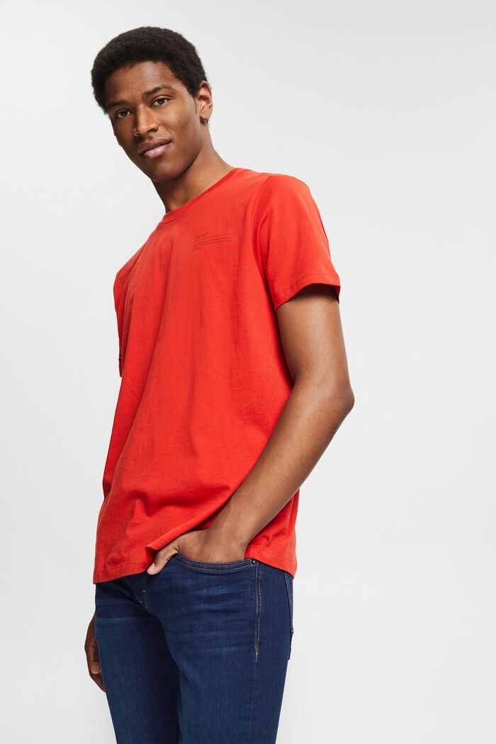Camiseta de jersey con estampado, 100 % algodón ecológico, RED ORANGE, detail image number 0
