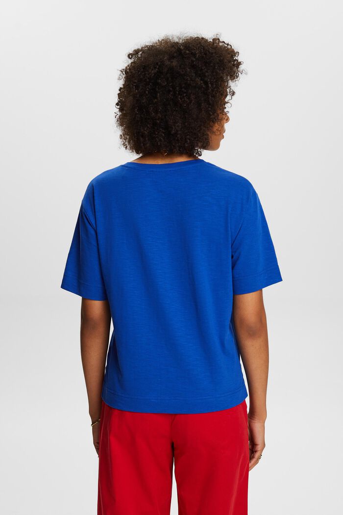 Camiseta flameada con cuello en pico, BRIGHT BLUE, detail image number 2