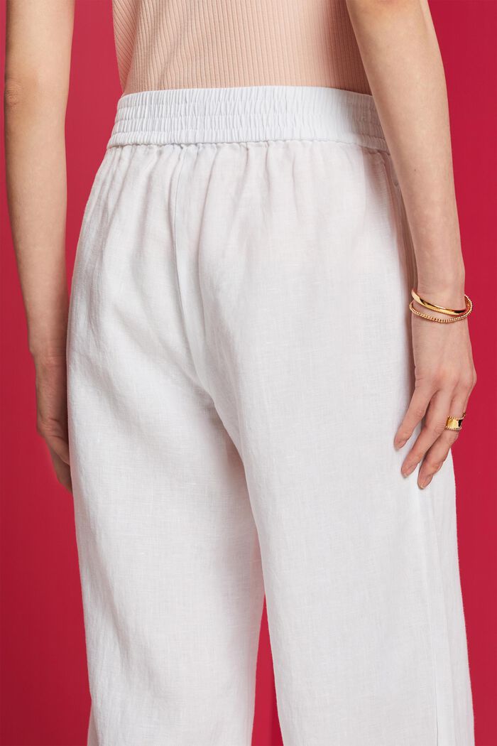 Pantalón de pernera ancha de lino sin cierre, WHITE, detail image number 2