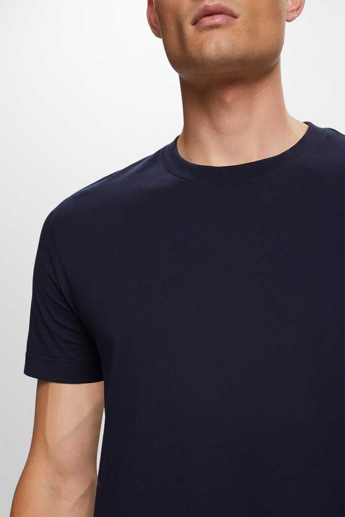 Camiseta de cuello redondo en tejido jersey de algodón Pima, NAVY, detail image number 2
