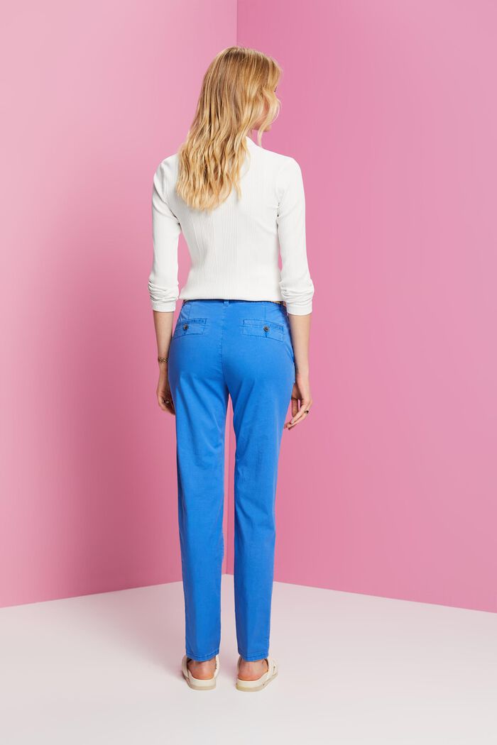 Pantalones chinos elásticos ligeros con cinturón, BRIGHT BLUE, detail image number 3