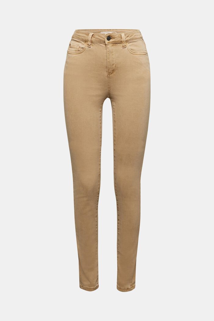 Pantalón suave de cintura alta con componente elástico, CAMEL, detail image number 0