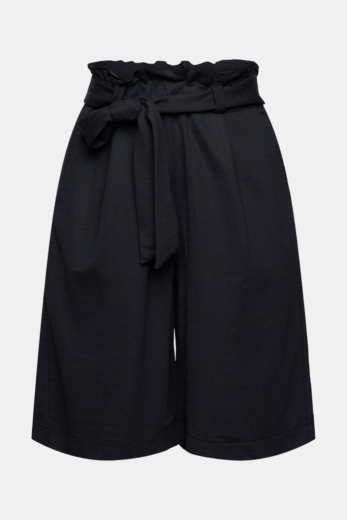 Pantalones cortos con cintura estilo paper bag y cinturón, BLACK, detail image number 6