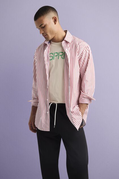 Camisa de popelina de algodón con diseño a rayas