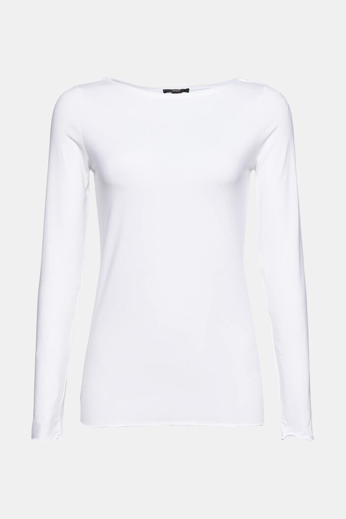 Camiseta de manga larga confeccionada en una mezcla de algodón ecológico, NEW WHITE, overview