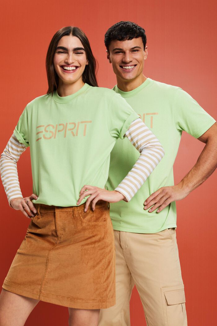Camiseta unisex en jersey de algodón con logotipo, LIGHT GREEN, detail image number 5