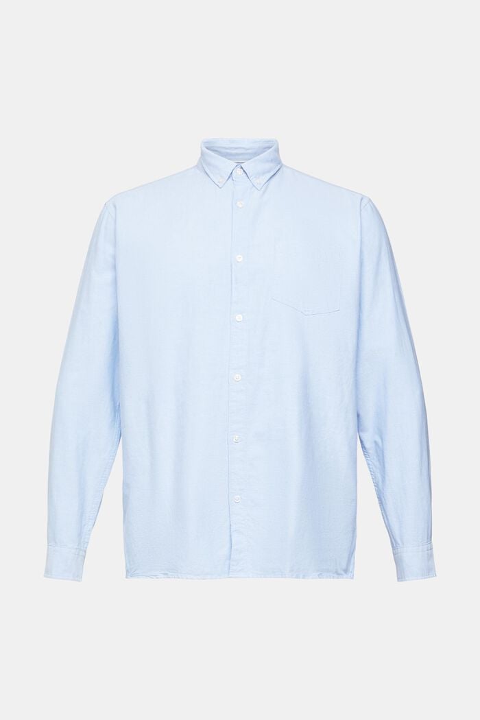Camisa con cuello abotonado, 100% algodón, LIGHT BLUE, overview