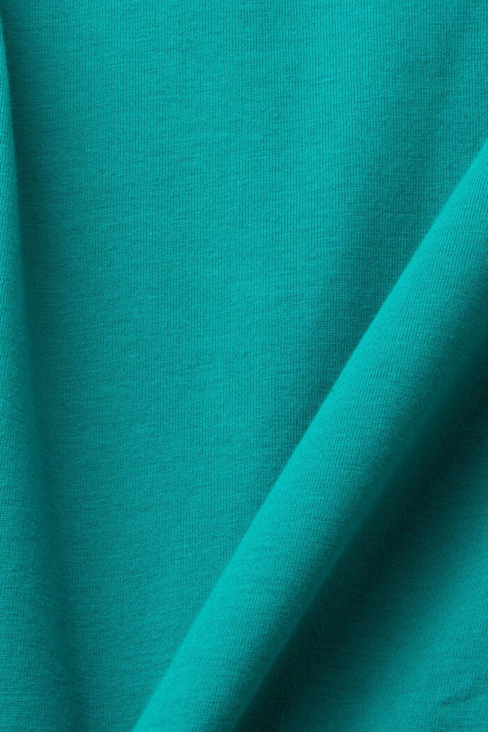 Camiseta de algodón con bordado de flor, EMERALD GREEN, detail image number 5