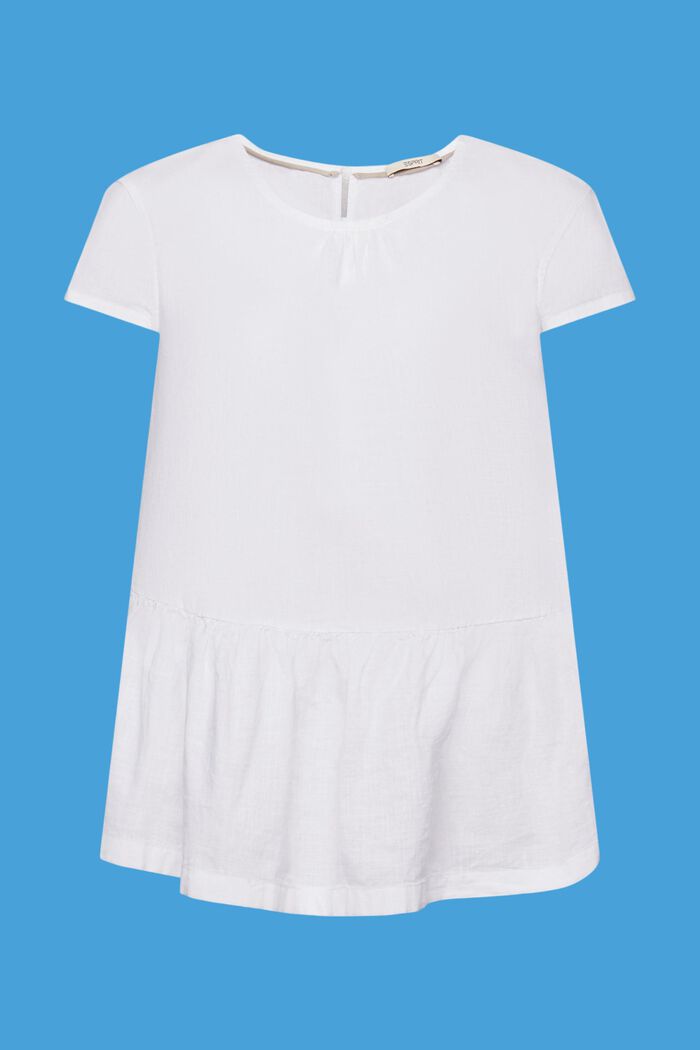 Blusa de algodón sostenible con mangas cortas, WHITE, detail image number 5