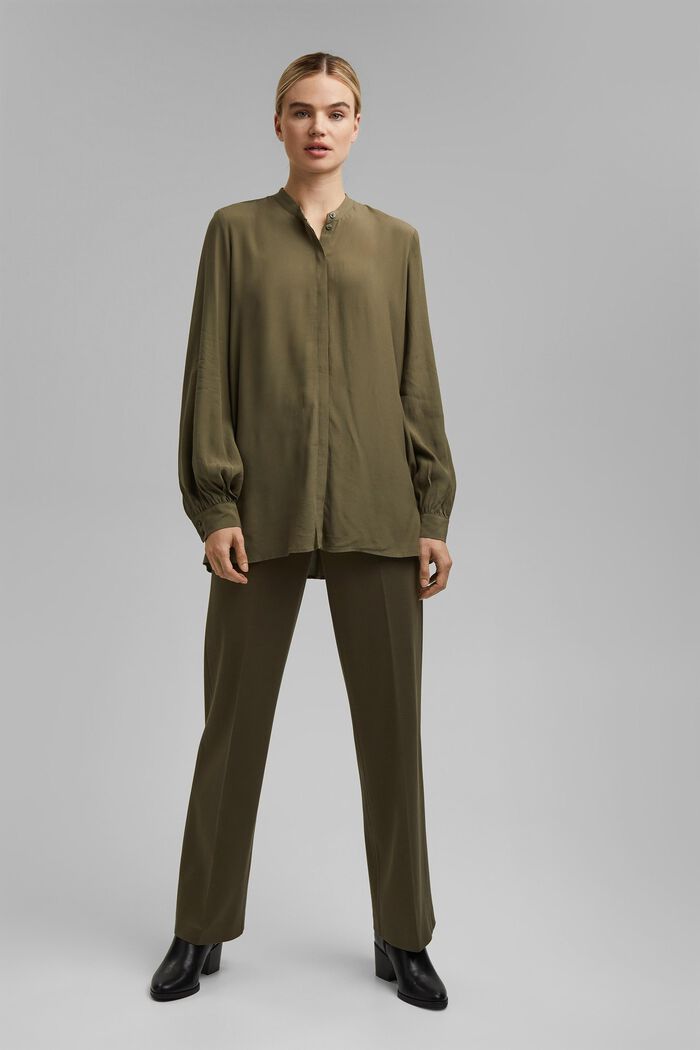 Blusa larga tipo túnica LENZING™ ECOVERO™, DARK KHAKI, detail image number 1