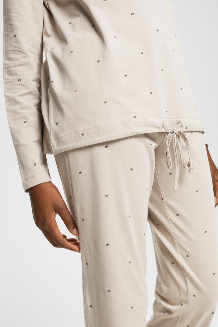 Pijama de algodón con estampado allover, LIGHT TAUPE, detail image number 4