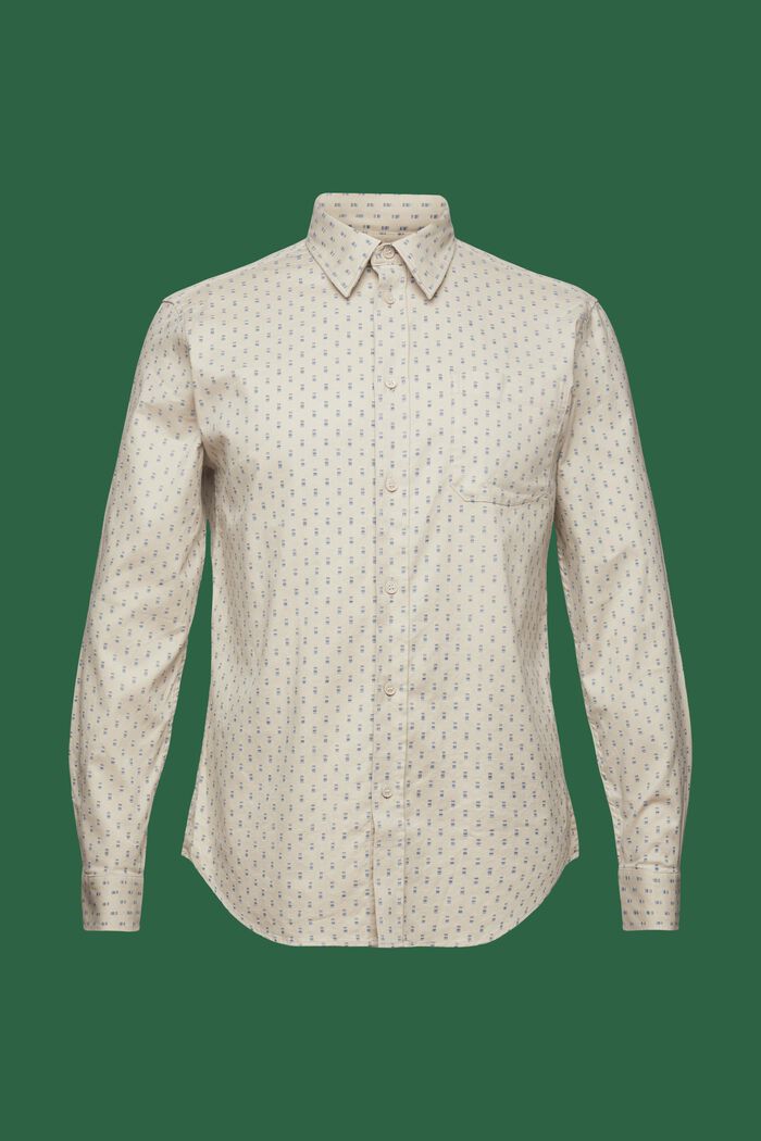 Camisa estampada de corte slim de sarga, PASTEL GREY, detail image number 6