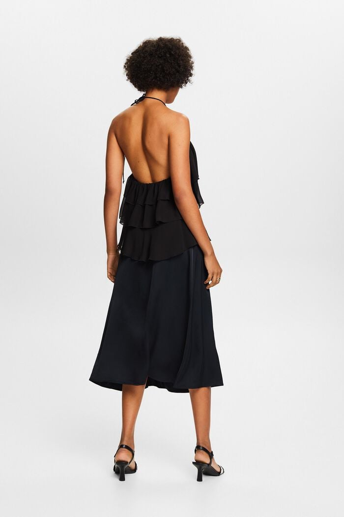 Falda midi satinada con efecto drapeado, BLACK, detail image number 2