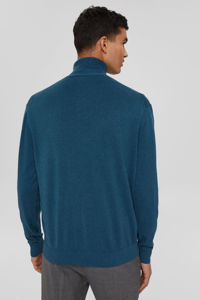 Cárdigan con bolsillos, 100% algodón ecológico, PETROL BLUE, detail image number 3