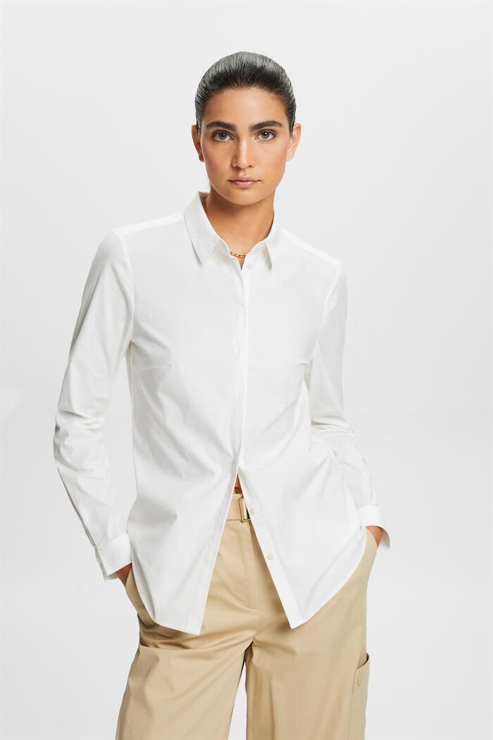 Camisa de popelina de manga larga, WHITE, detail image number 2