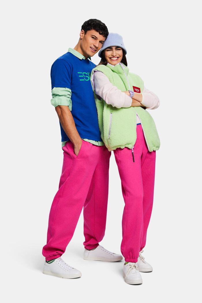Pantalones de felpa unisex de algodón con logotipo, PINK FUCHSIA, detail image number 5