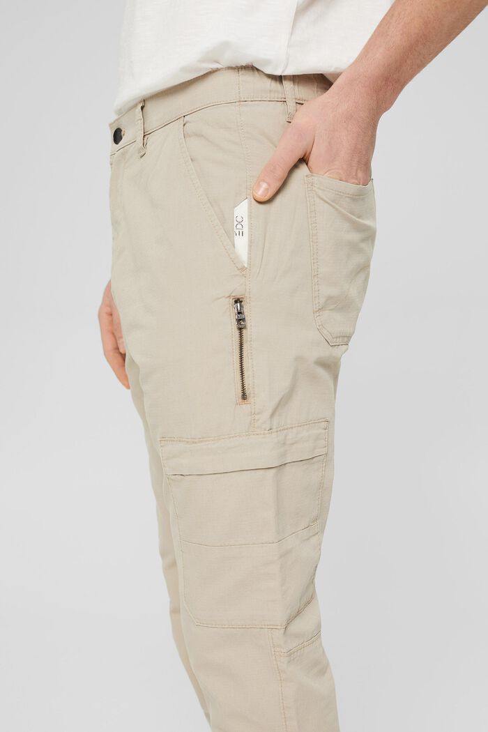 Pantalones cargo con bolsillos de cremallera, LIGHT BEIGE, detail image number 2