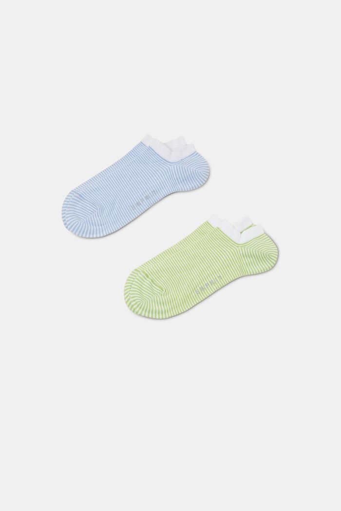 Pack de 2 pares de calcetines tobilleros a rayas, GREEN/BLUE, detail image number 0