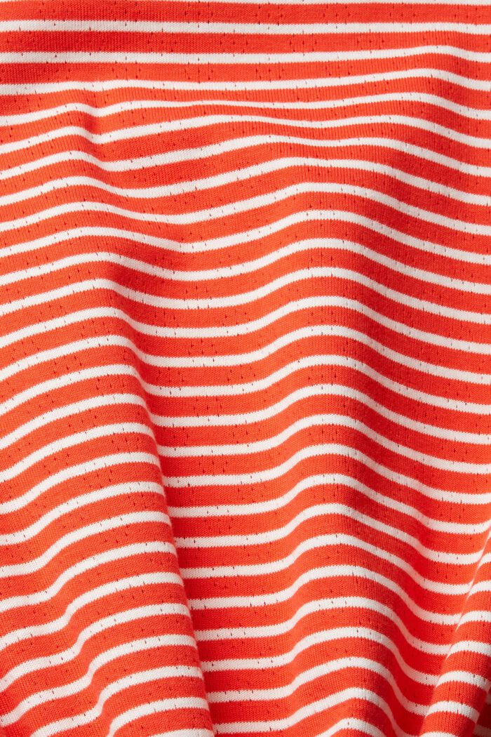 Camiseta de manga larga a rayas en algodón Pointelle, RED, detail image number 5