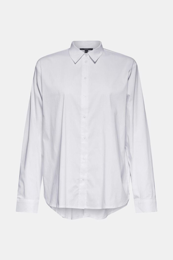 Blusa camisera en mezcla de algodón, WHITE, detail image number 0