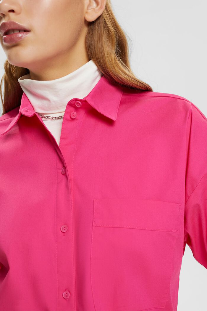 Blusa de algodón con bolsillo, PINK FUCHSIA, detail image number 2