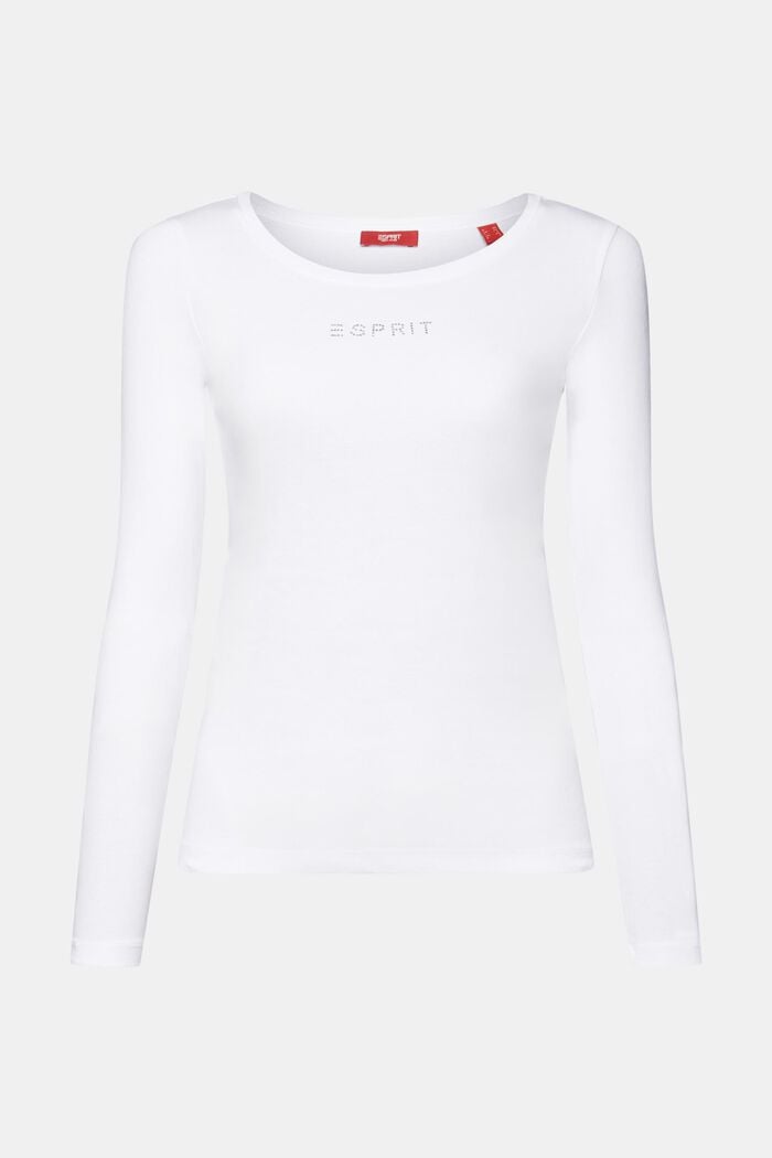 Camiseta de manga larga en algodón ecológico con logotipo, WHITE, detail image number 6