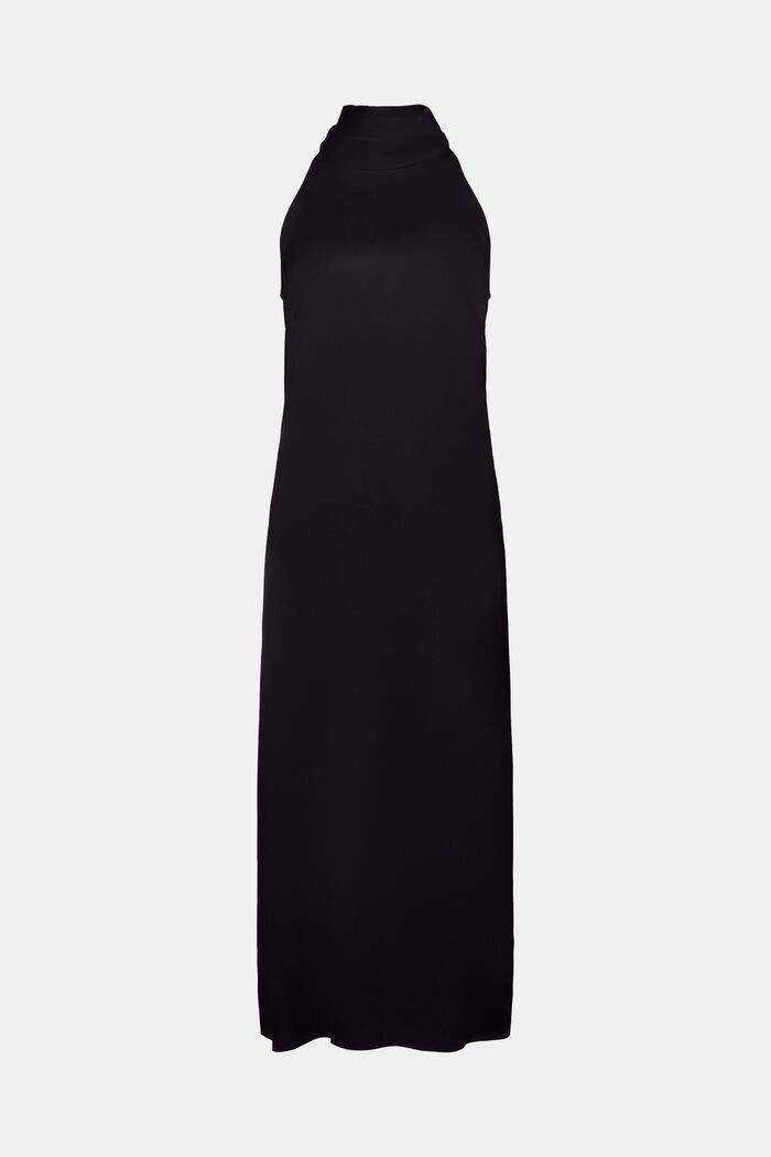 Maxi vestido de satén con cuello halter, BLACK, detail image number 7
