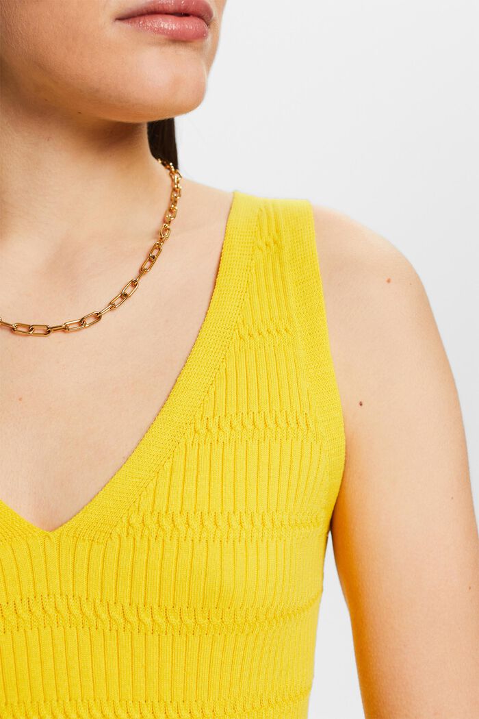 Top jersey con cuello pico, YELLOW, detail image number 2