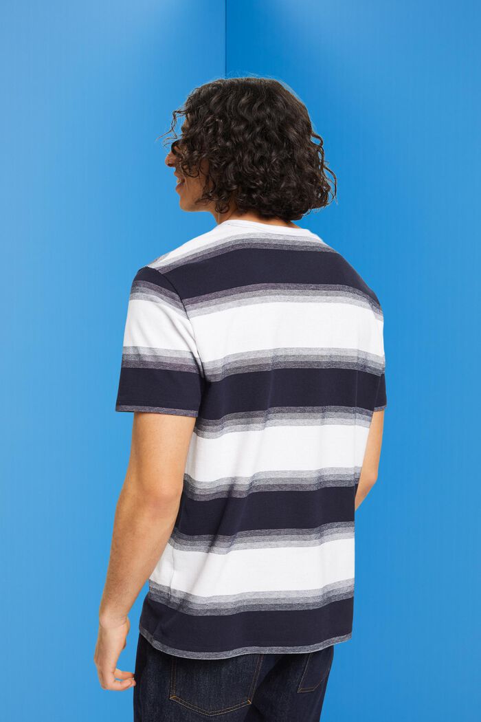 Camiseta a rayas de algodón piqué, NAVY, detail image number 3
